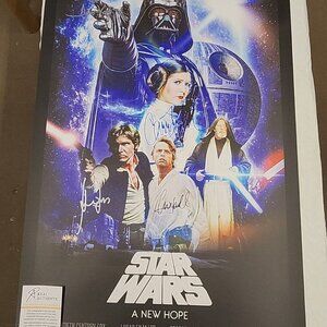 Carrie Fisher & Mark Hamill signed Star Wars: A New Hope Poster 36x24 w/COA